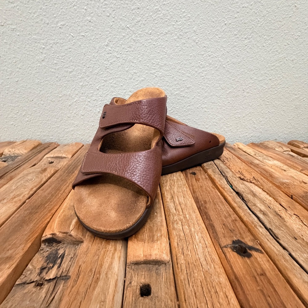 SAS Brown Leather Adjustable Strap Comfort Sandals Size 10M